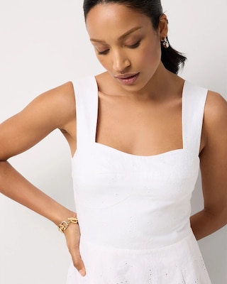 Embroidered Cotton Midi Dress click to view larger image.