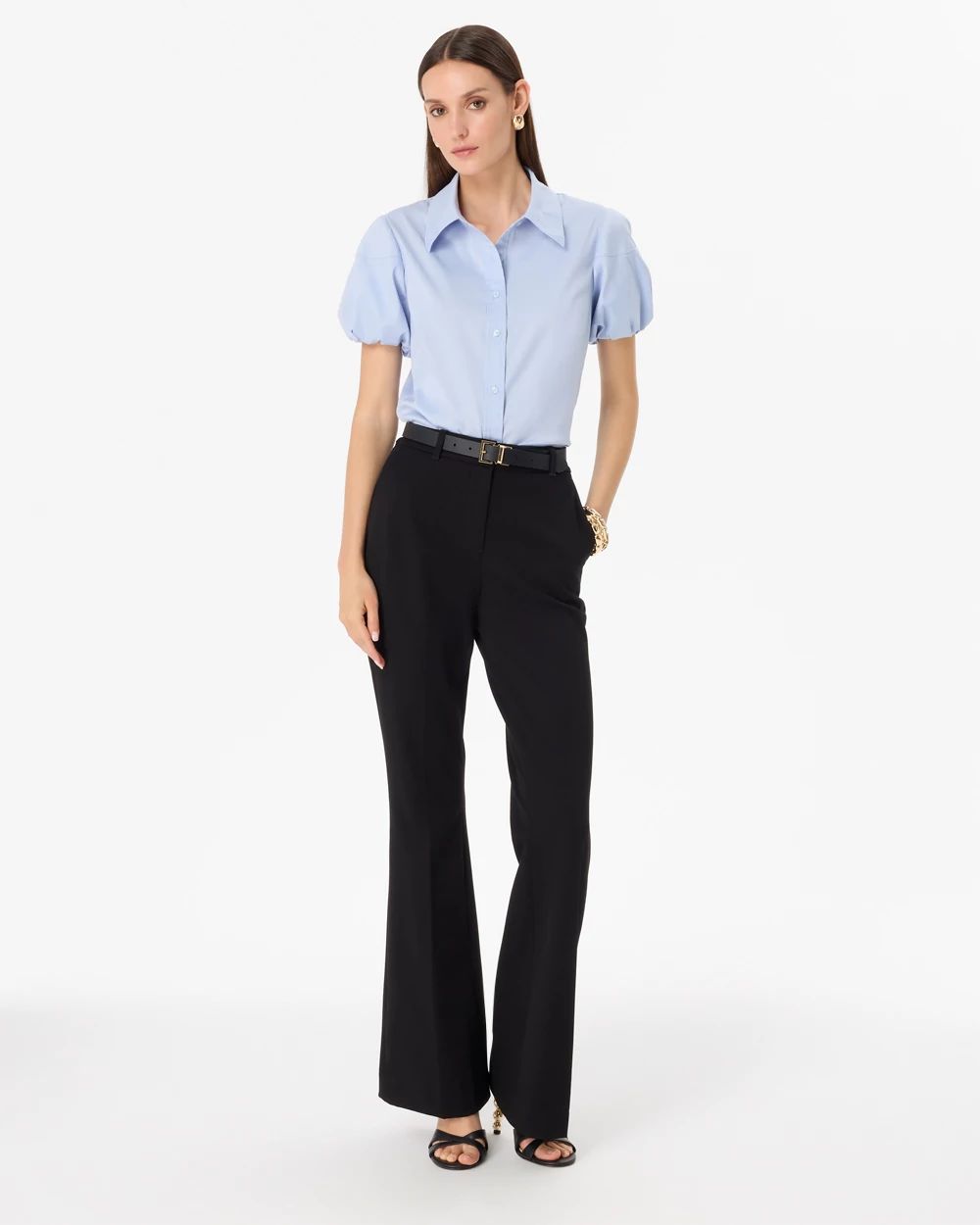 Puff Sleeve Poplin Shirt click to view larger image.