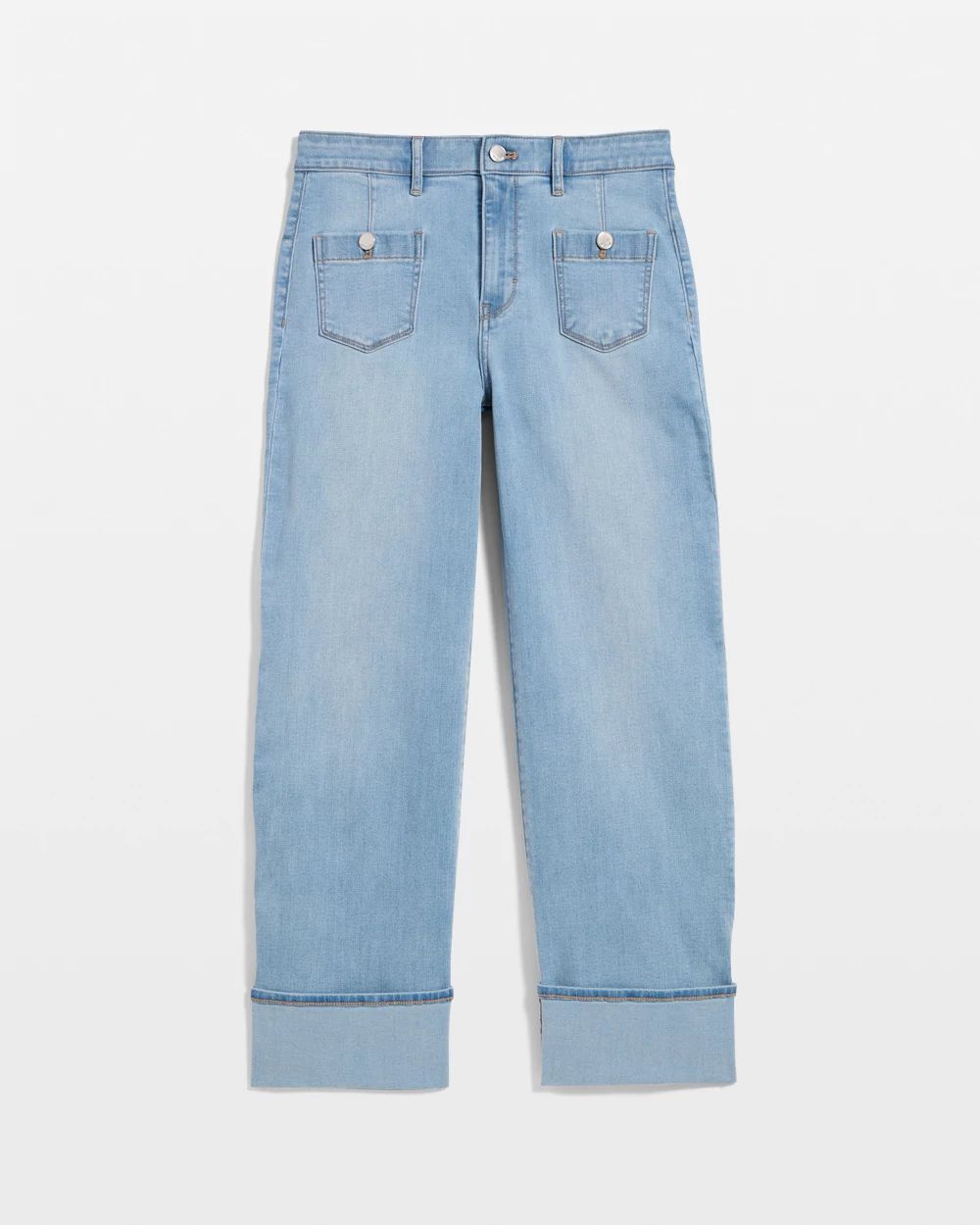 Cuffed High-Rise Wide Leg Crop Jean click to view larger image.