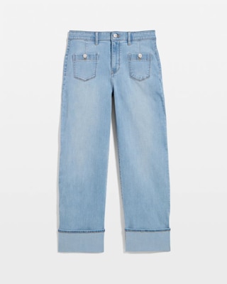 Cuffed High-Rise Wide Leg Crop Jean click to view larger image.