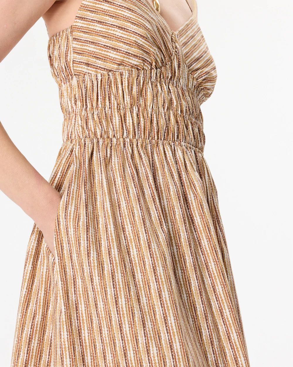 Poplin Smocked Waist Midi Dress click to view larger image.