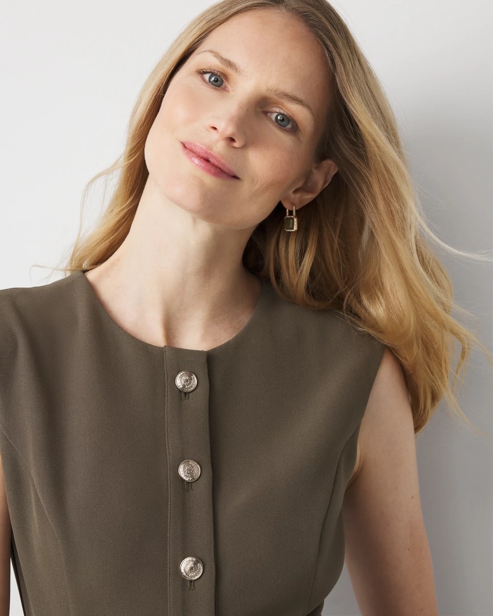 Petite Button Front Midi Dress