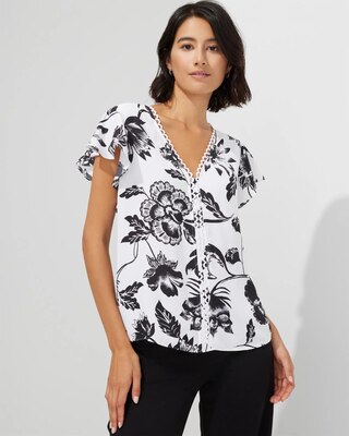 Outlet WHMB Flutter-Sleeve Scallop-Trim Blouse