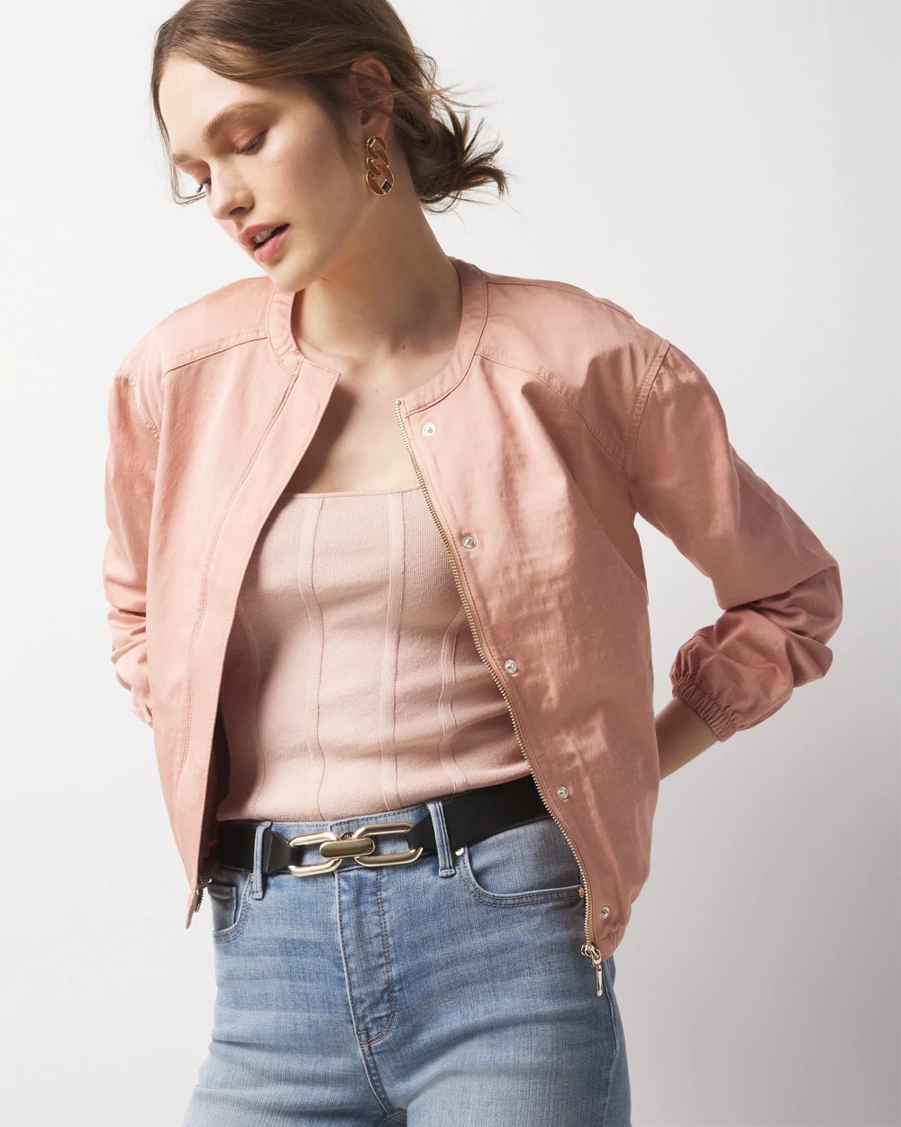 Washed Satin Bomber Jacket