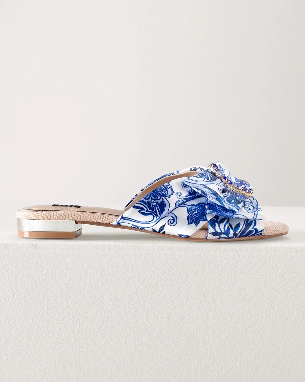 Paisley Print & Gem Bow Slide