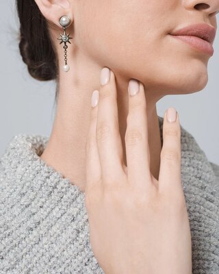 Hematite Star Linear Earrings