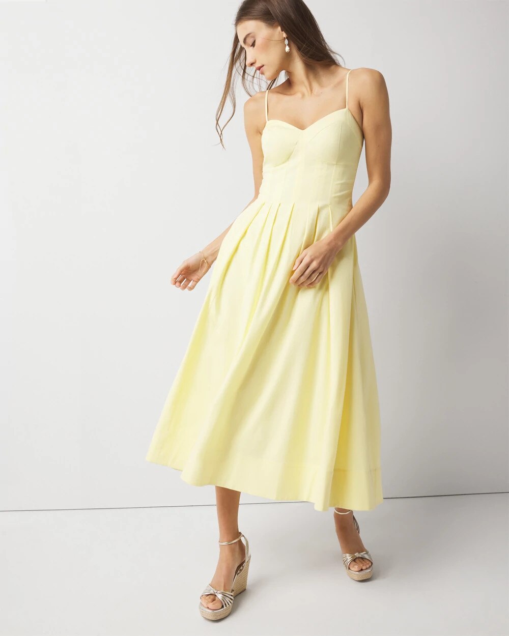 white christmas dresses Clementine Corset Midi Dress in Black Poplin main image 0