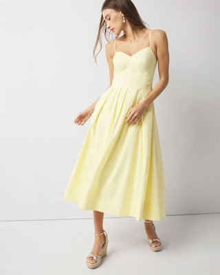 Petite Poplin Corset Midi Dress