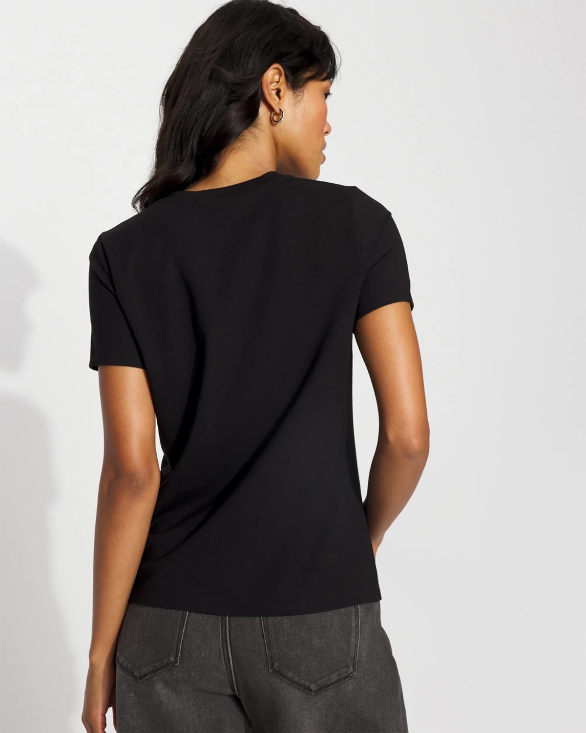 White House Black Market Crystal Bow Crewneck Tee In Black