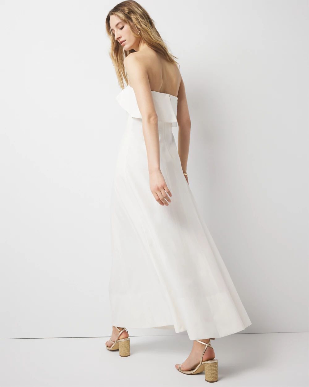 Petite Linen-Blend Strapless Maxi Dress