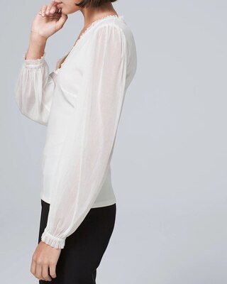 Mesh Blouson-Sleeve Top
