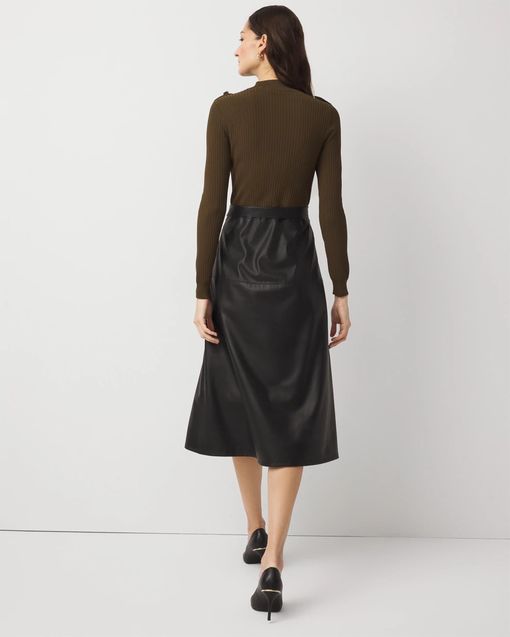 Long Sleeve Faux Leather Dress