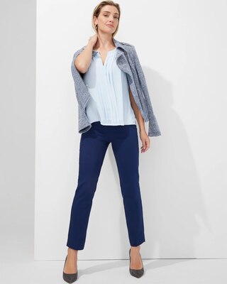 Outlet WHBM Pleated Split-Neck Shell
