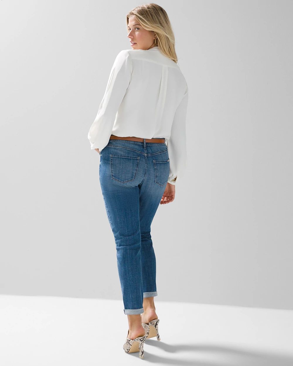 Curvy Mid-Rise Everyday Soft Denim  Girlfriend Jeans click to view larger image.