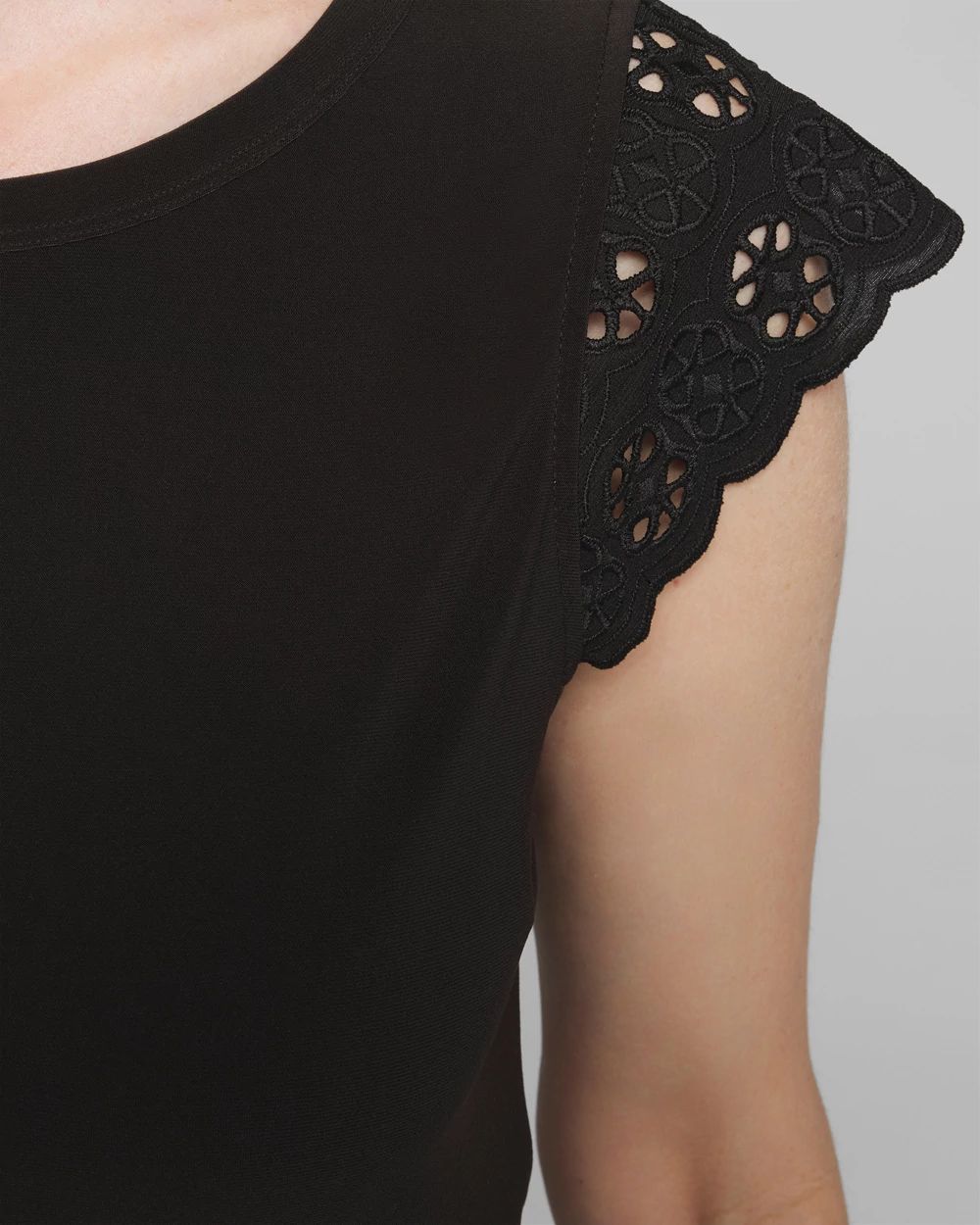 Outlet WHBM Eyelet Sleeve Tee click to view larger image.