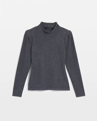 Puff Sleeve Mock Neck Snit click to view larger image.