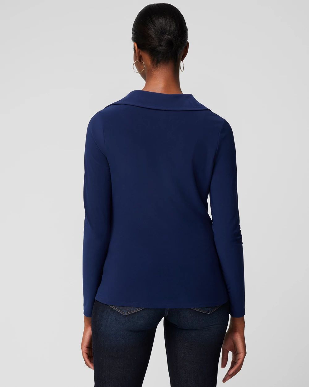 Collar Cowl Neck Long Sleeve Top click to view larger image.
