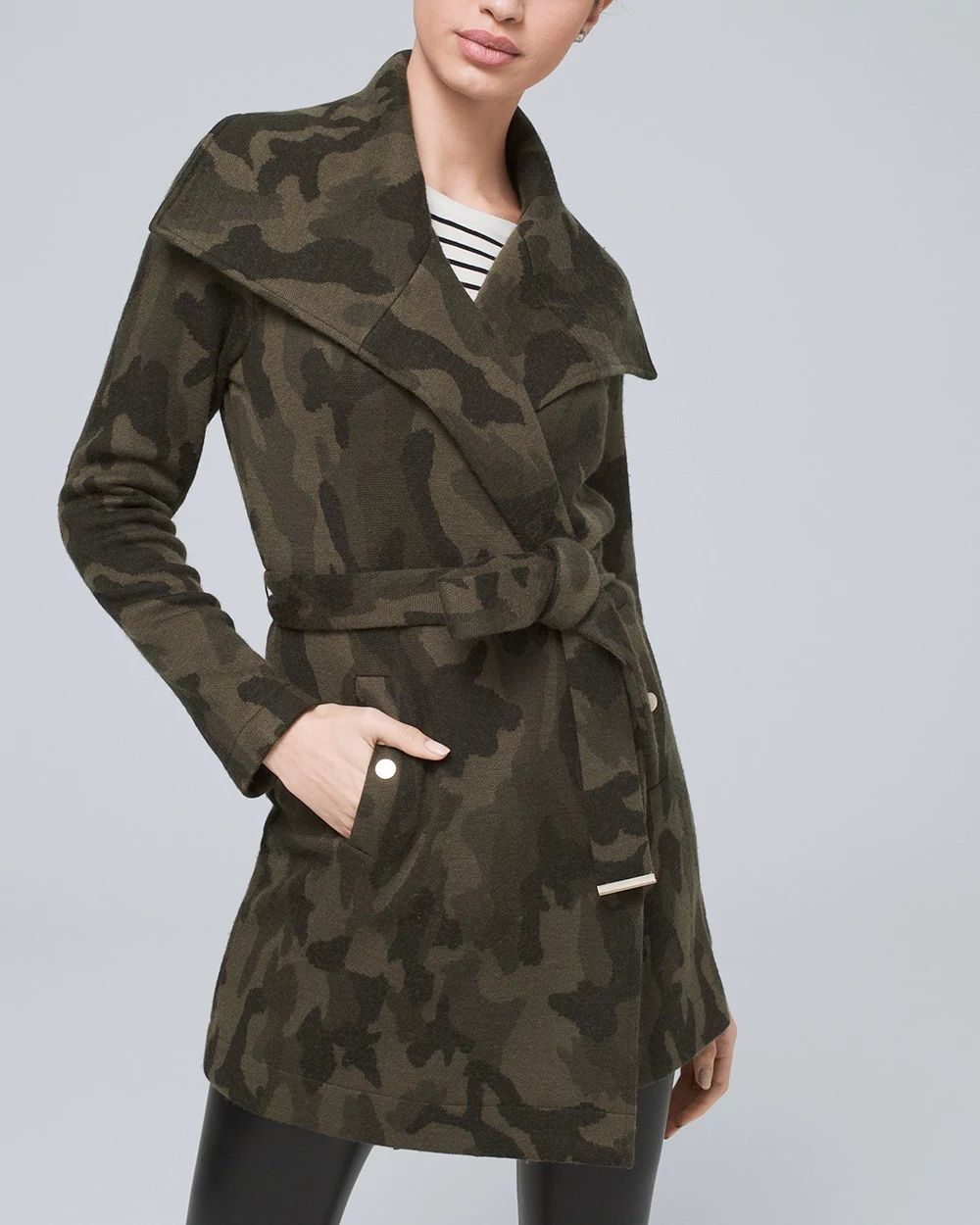 Long Sleeve Plaid Sweater Coat