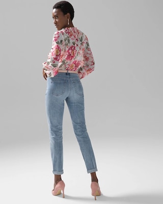 Mid-Rise Everyday Soft Denim™ Destructed Girlfriend Jeans click to view larger image.