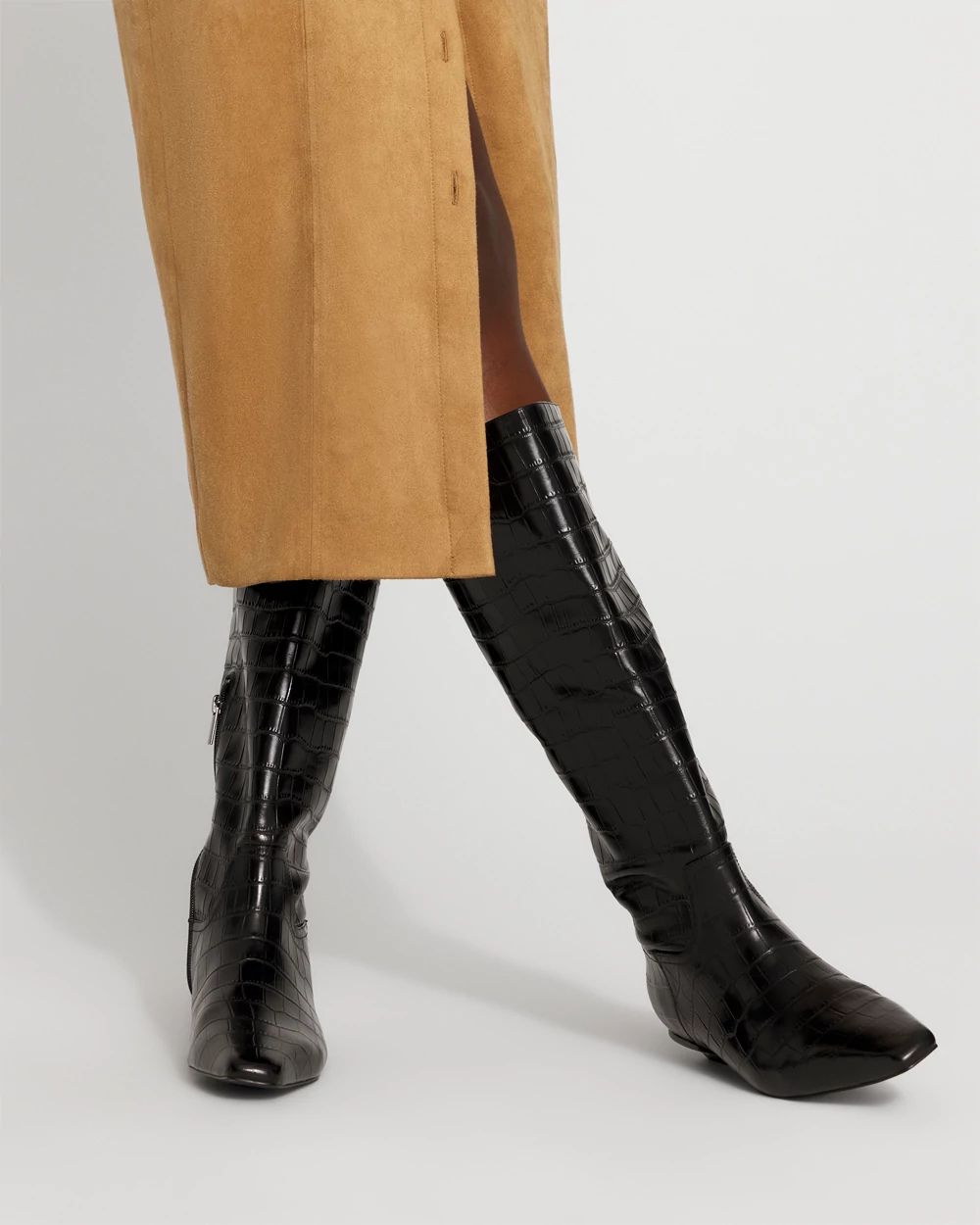 Faux Crocodile Riding Boot