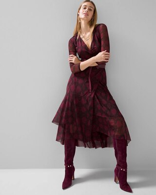 Python-Print Mesh Wrap Dress