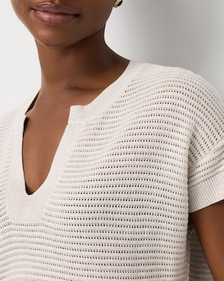 Metallic Stitch Short Sleeve Pullover click to view larger image.