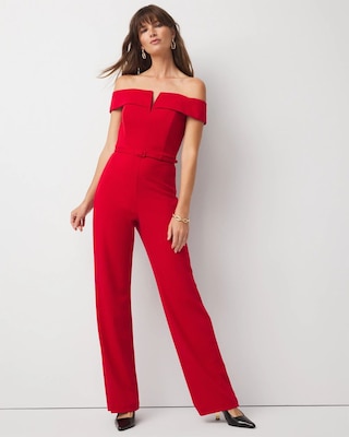 Off-The-Shoulder Crepe Jumpsuit