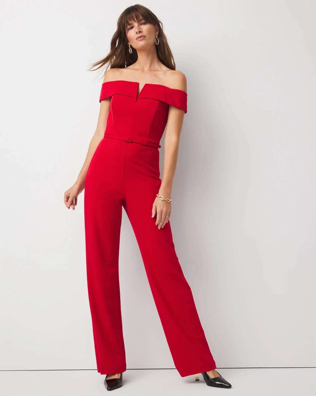 White House Black Market Off-the-shoulder Crepe Jumpsuit