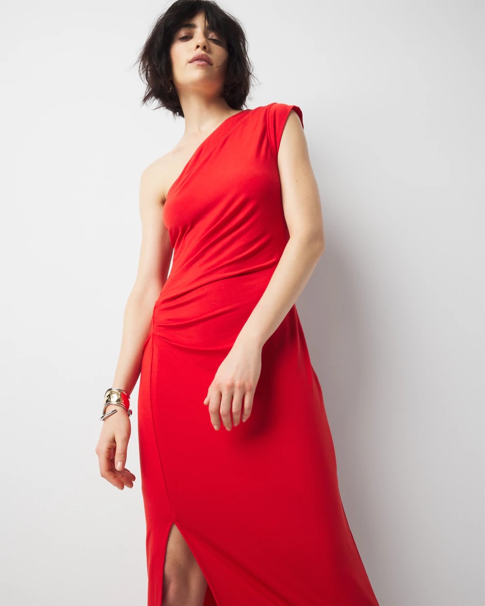 Petite One-Shoulder Midi Dress