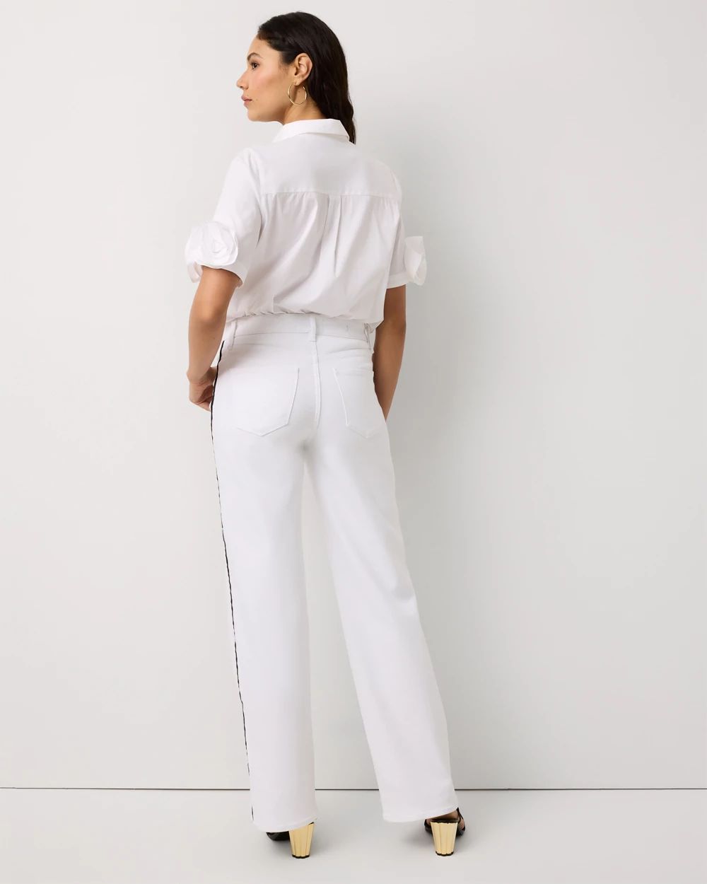 Piping Detail High Rise Wide Leg Jean click to view larger image.