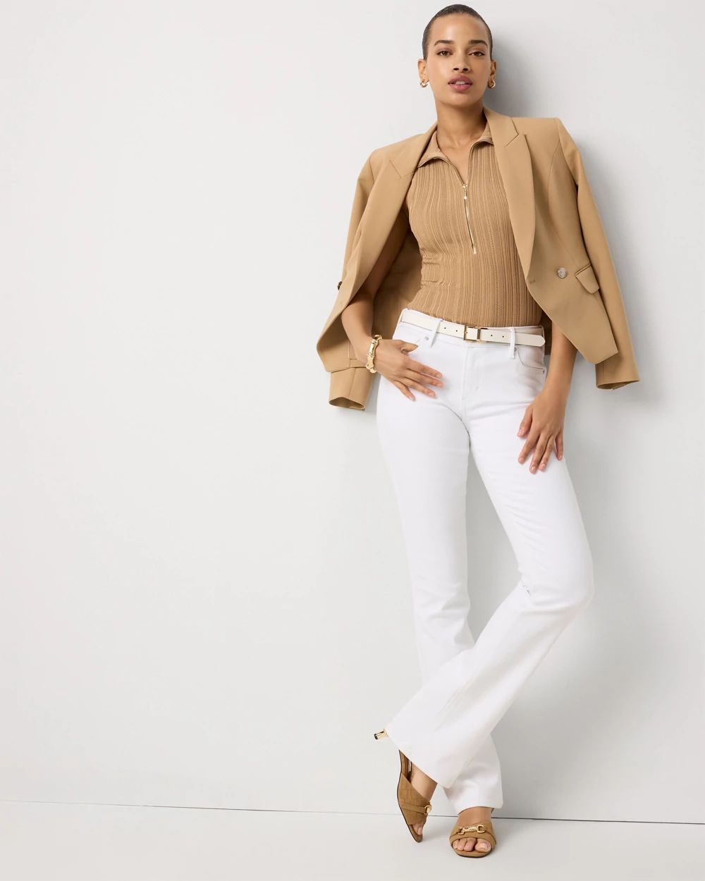 Half Zip Rib Halter Sweater Tank