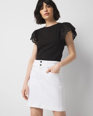 Petite Braided Waist Denim A-Line Miniskirt