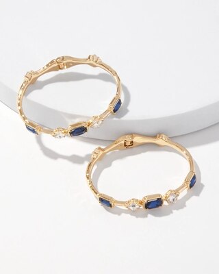 Blue Crystal Hinge 2pk Bracelets