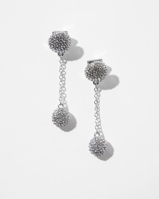 Silver Pave Linear Disc Earrings click to view larger image.
