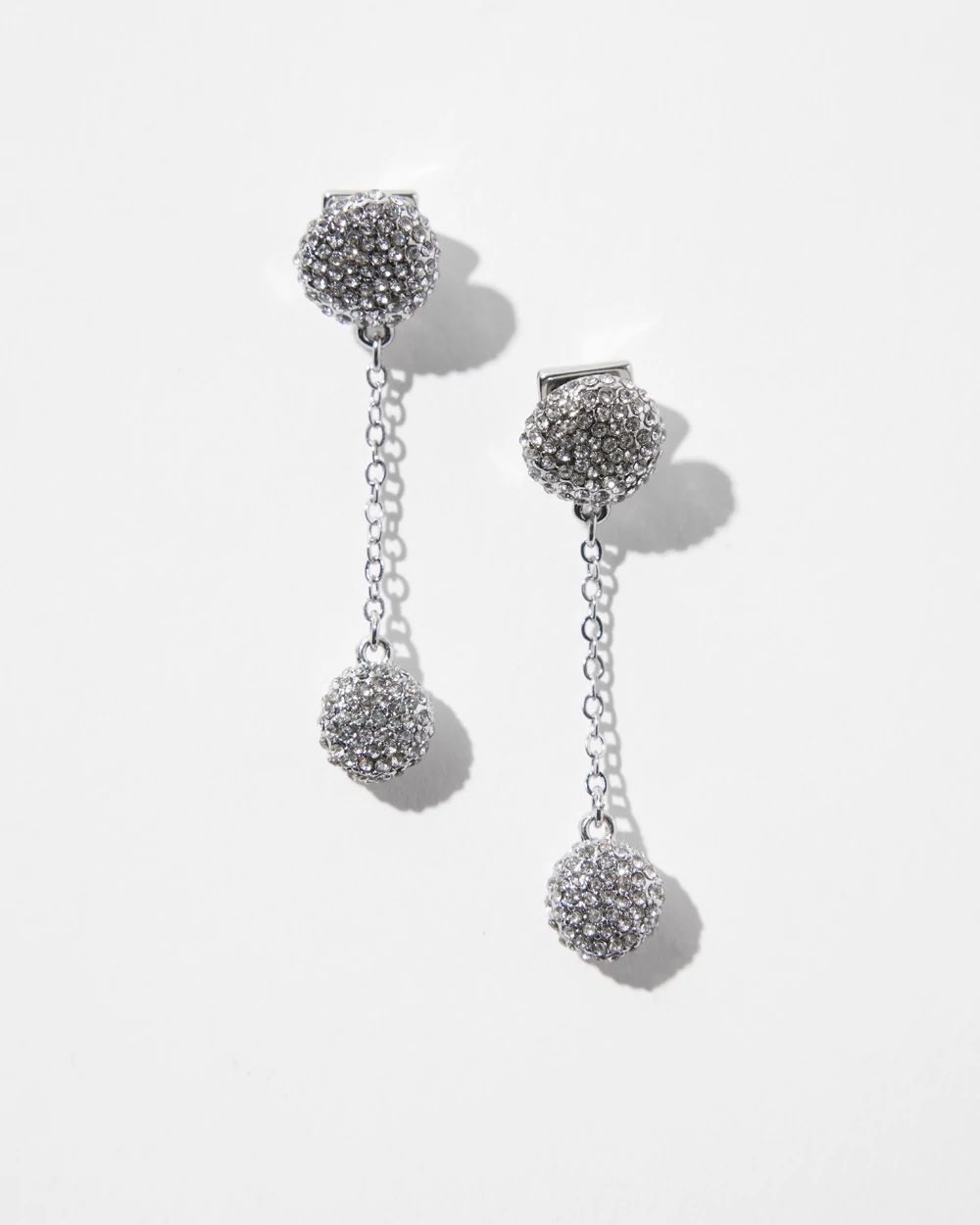 Silver Pave Linear Disc Earrings
