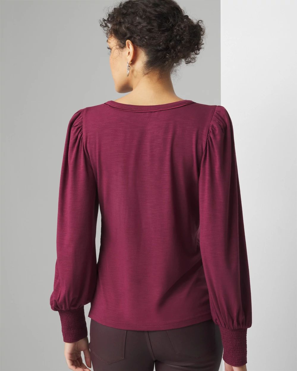 Long Sleeve Tee with Smocked Cuffs