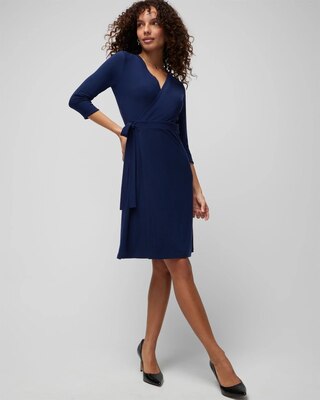 3/4 Sleeve Reversible Wrap Dress