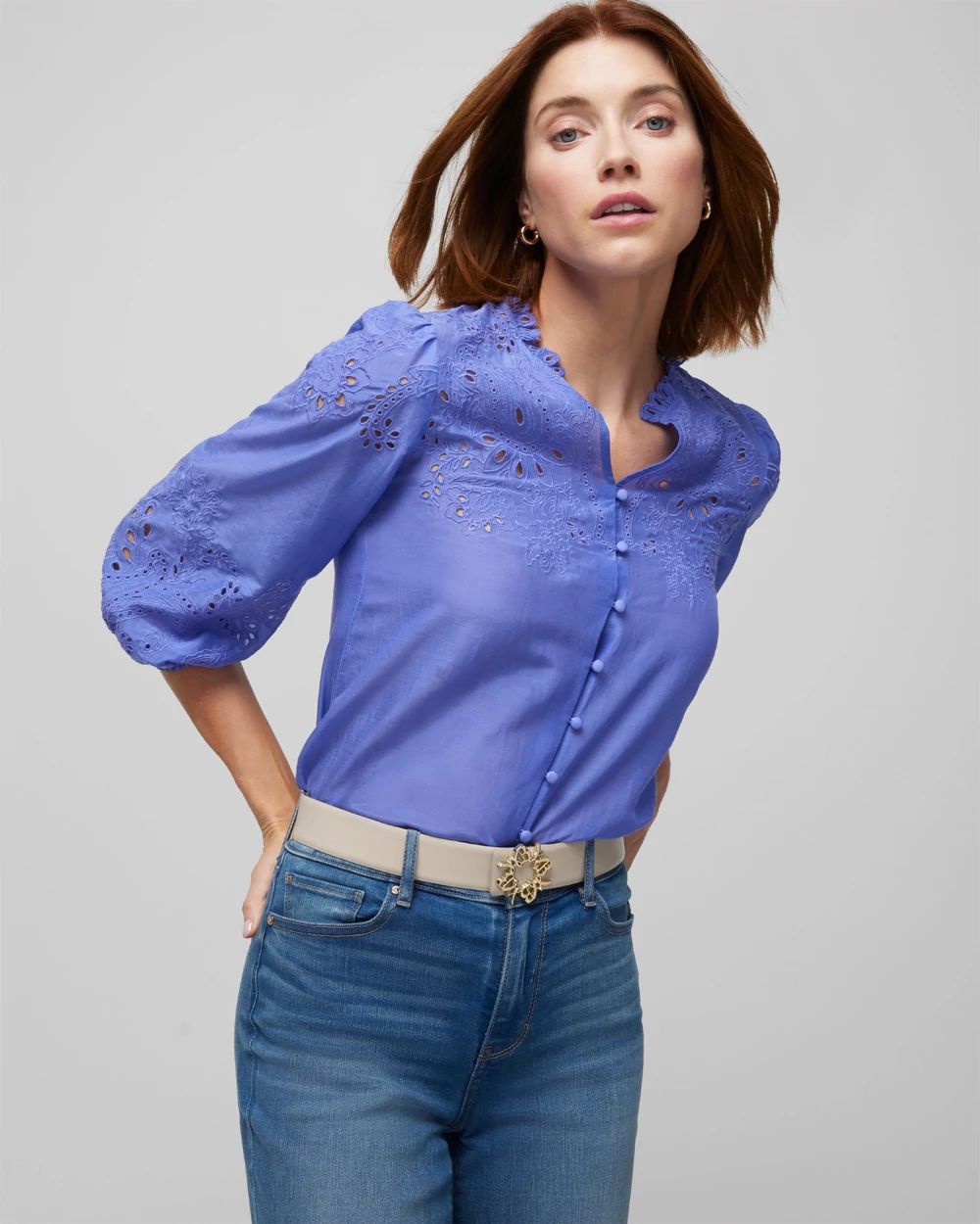 Embroidered Voile Blouse