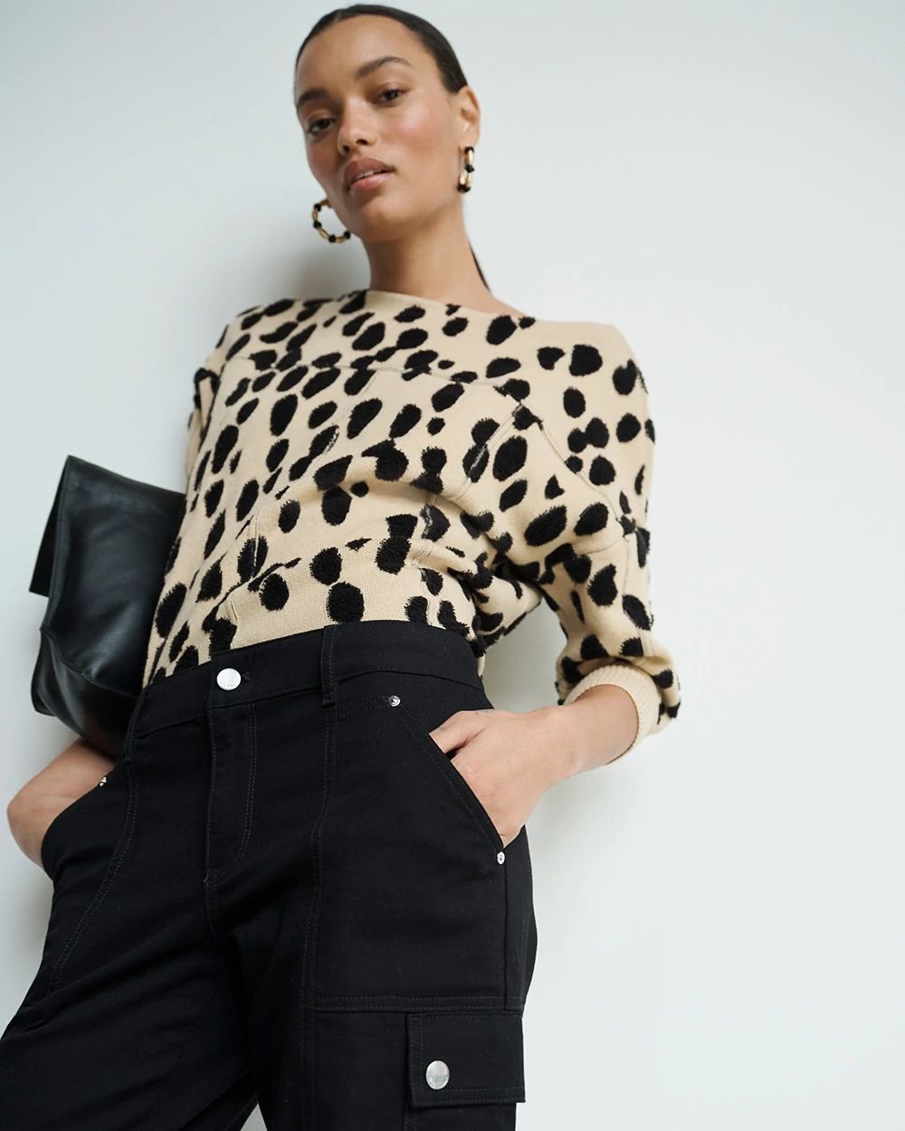 Jacquard Puff Sleeve Sweater