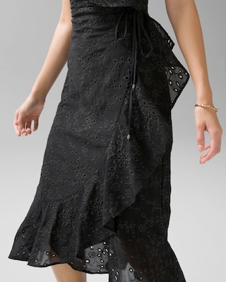 Eyelet Ruffle Wrap Dress