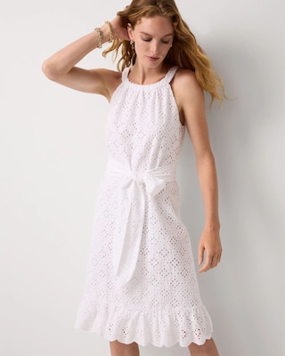 Eyelet Cotton Halter Dress click to view larger image.