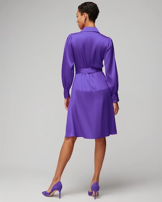 Long Sleeve Satin Wrap Mini Dress