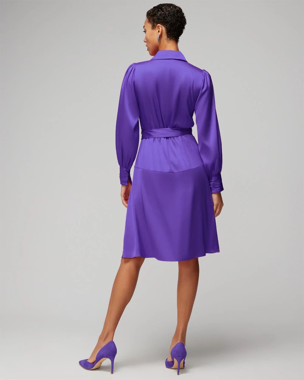 Long Sleeve Satin Wrap Mini Dress