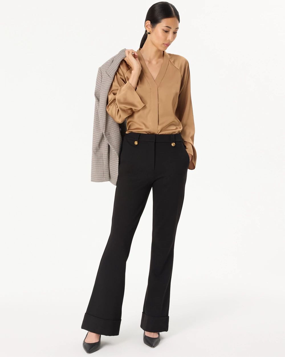 Raglan Sleeve Satin Shirt click to view larger image.
