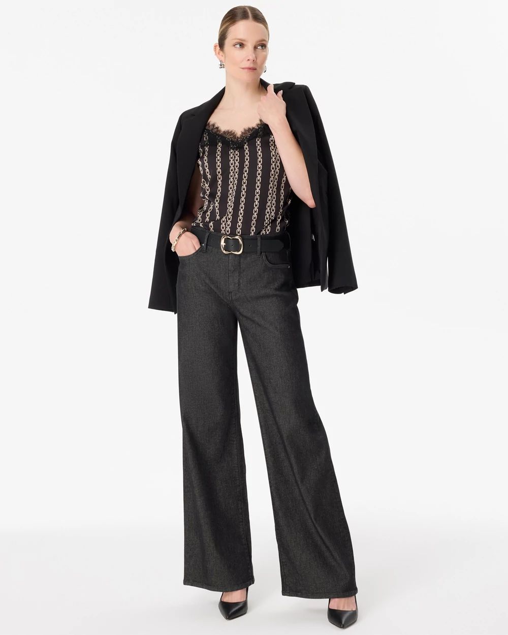 Petite Lurex High-Rise Wide Leg Ease Jean click to view larger image.