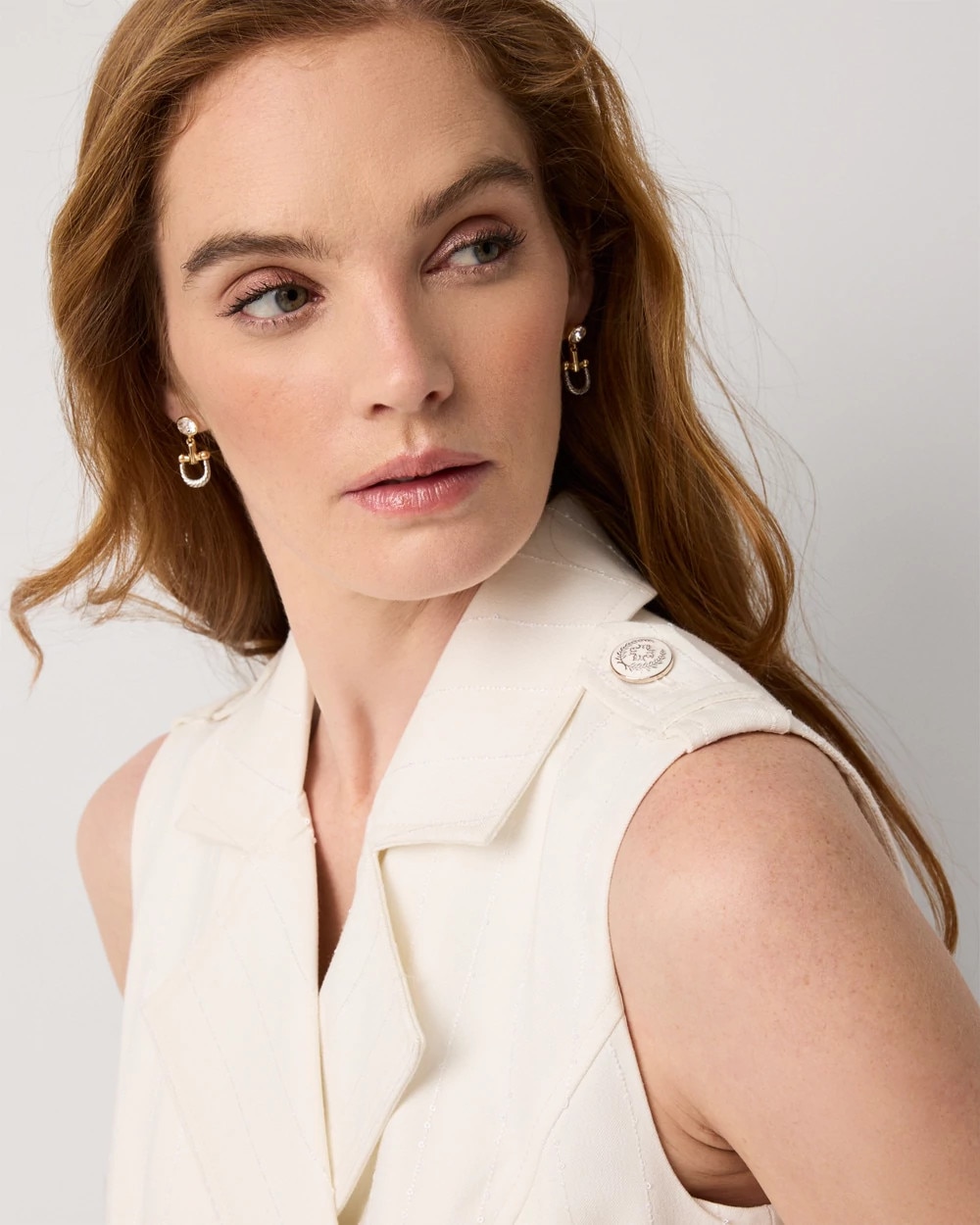 Sequin Pinstripe Trench Vest