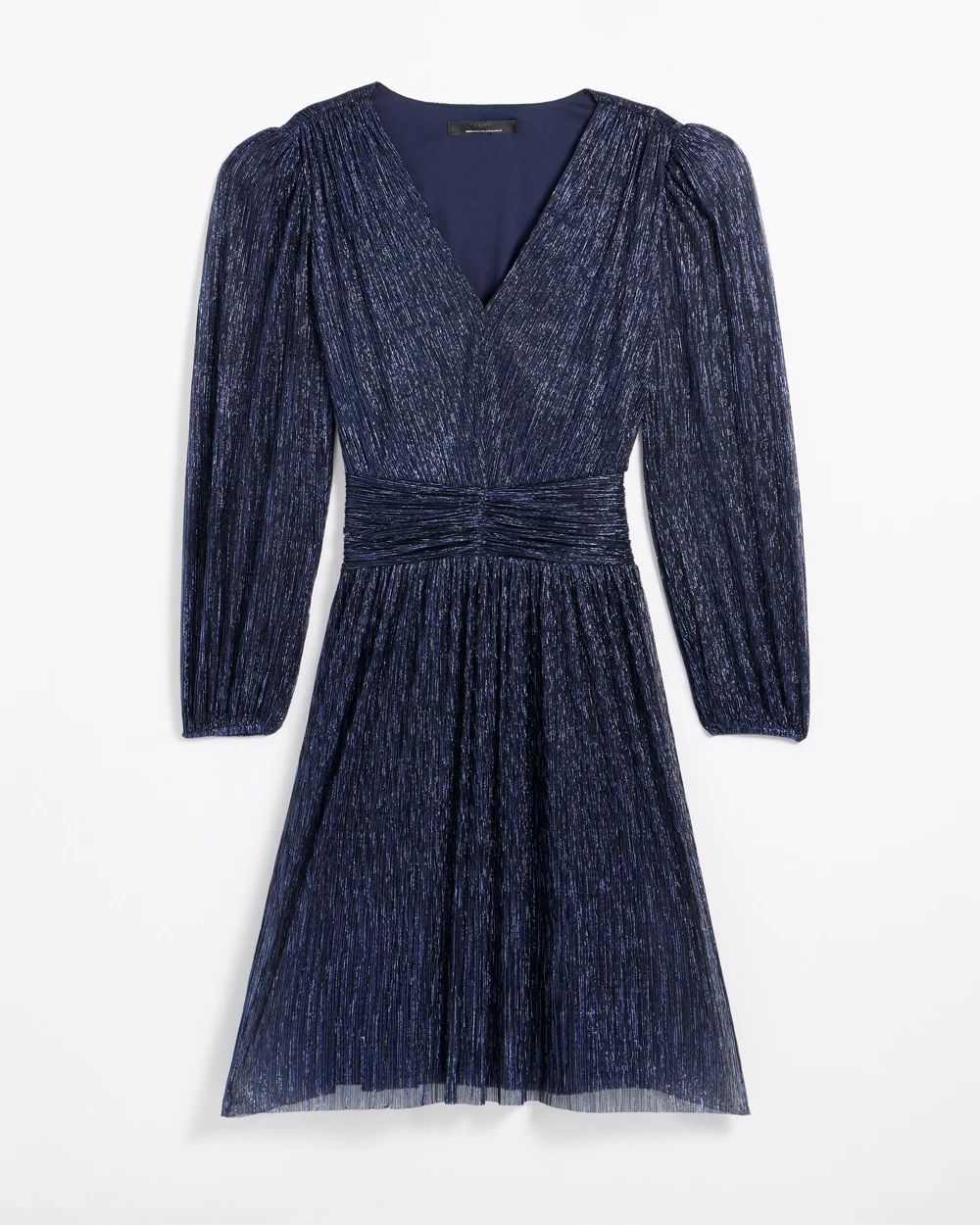 Long Sleeve Metallic Sparkle Mini Dress