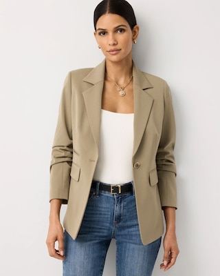 Ruched Sleeve Blazer