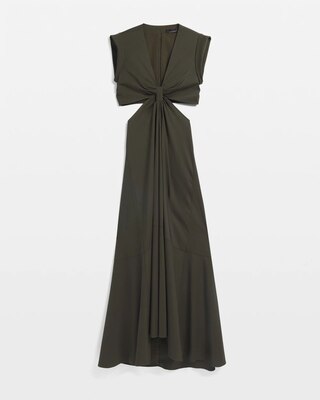 Cap Sleeve V-Neck Cutout Midi Dress click to view larger image.