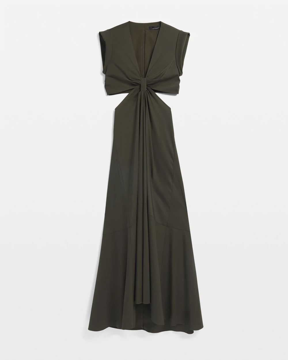 Cap Sleeve V-Neck Cutout Midi Dress